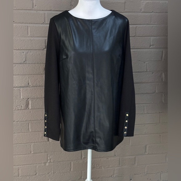 Marc New York black faux leather front tunic M - Picture 2 of 9